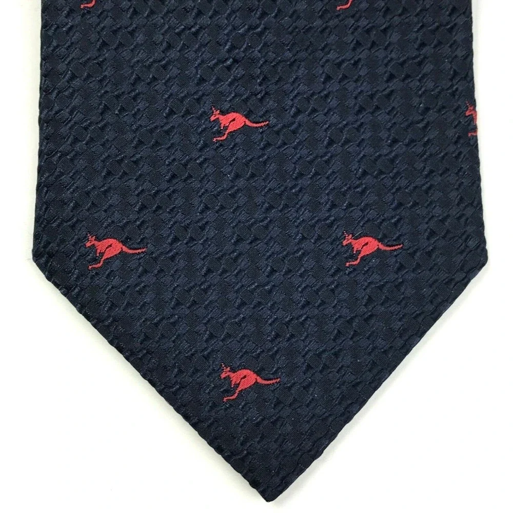 AUSTICO Australia Mens Polyester Necktie Animal Theme Kangaroo Navy Blue Red Tie - Picture 6 of 11